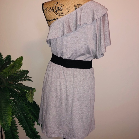 Sugarlips Gray Ruffled One Shoulder Dress - Picture 2 of 8